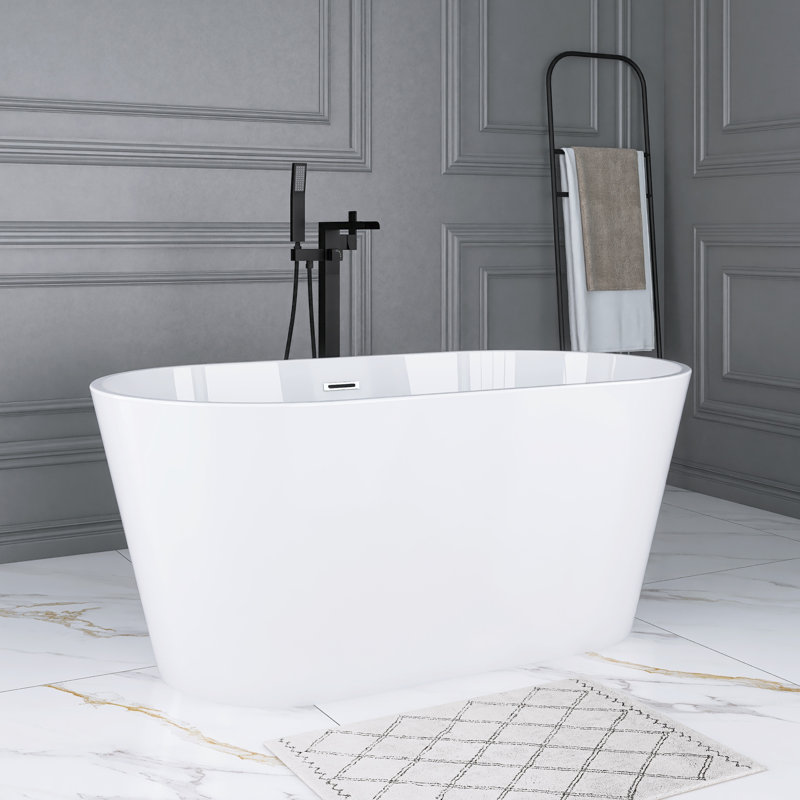 55" Acrylic Freestanding Soaking Bathtub