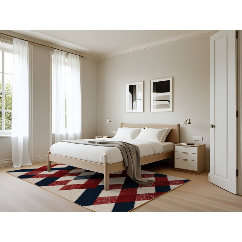 Machine Washable Checkered Brown Area Rug, Rectangle 5' x 7'