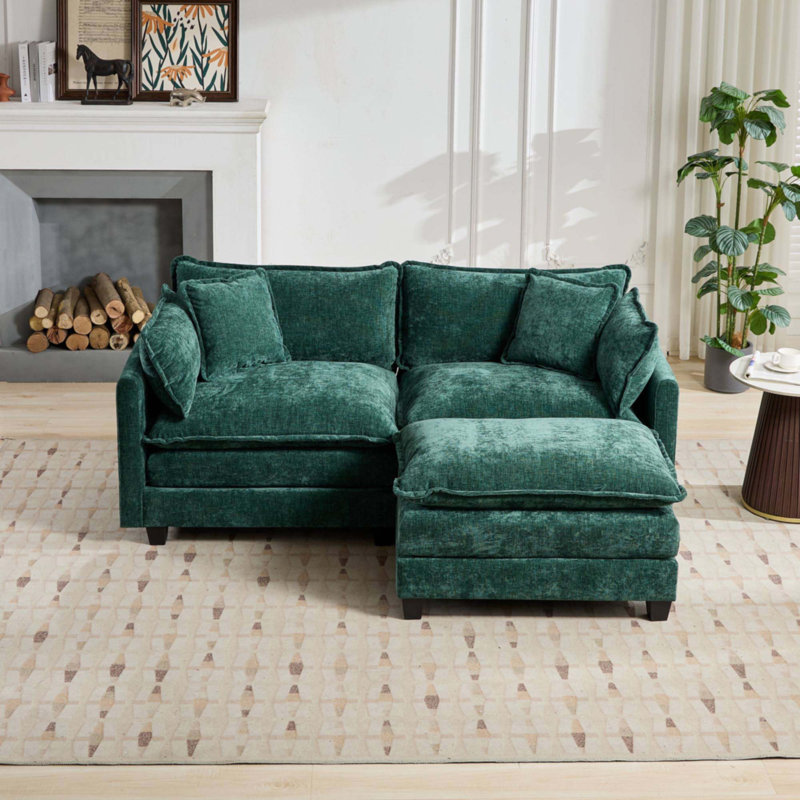 Cloud Sofa Ottoman Only, Modern Sectional Couch, Green