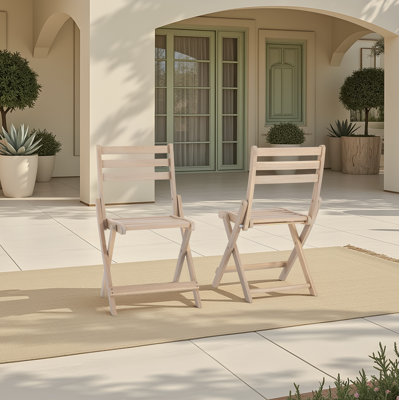 Chaise de patio pliante en bois massif (ensemble de 2)