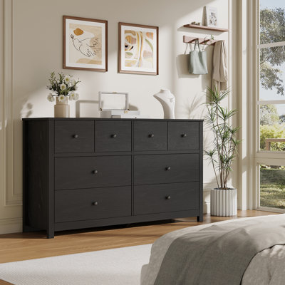 Modern 8 Drawer Dresser for Bedroom, Home Office & Entryway, Spacious Wooden Storage Chest with Smooth Gliding Drawers, Easy Assembly