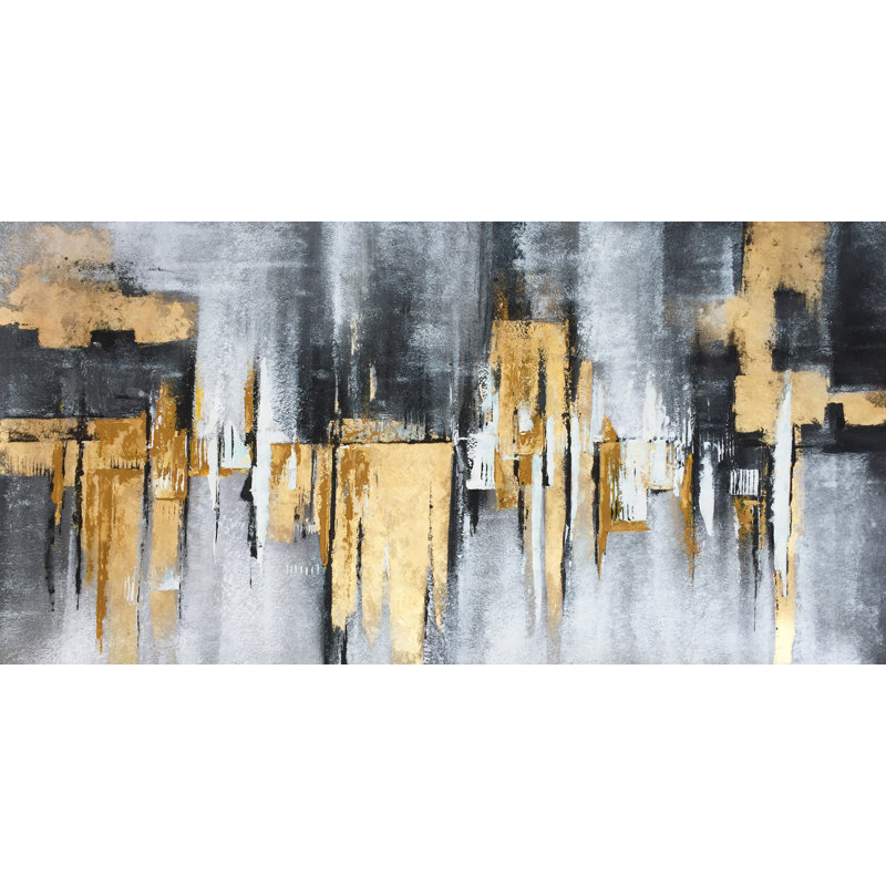 " Golden Reflections Abstract Art - Wrapped Printing Canvas " by Paul Cezanne