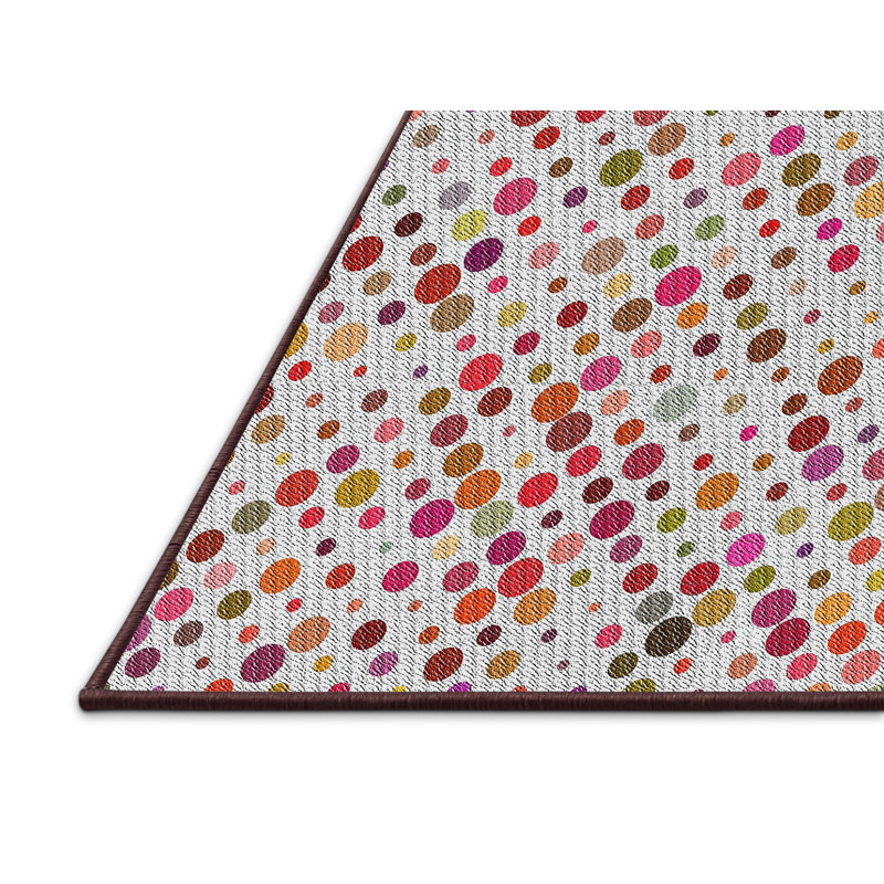 Tapis blanc/rouge à motifs, Rectangle 2 pi x 4 pi