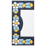 Sevillano 2.13" x 4.38" Ceramic Floral Address Decorative Wall Tile in White/Blue