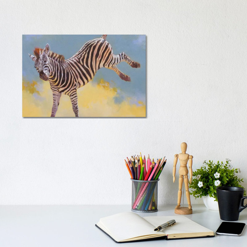 Bucking Zebra by Julie T. Chapman - Wrapped Canvas Painting, 20.32 cm H x 30.48 cm W