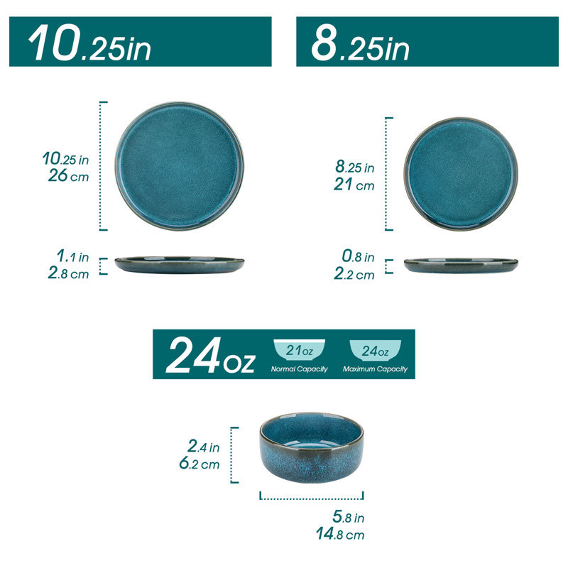 Vega 18 Piece Stoneware Dinnerware Set, Service For 6