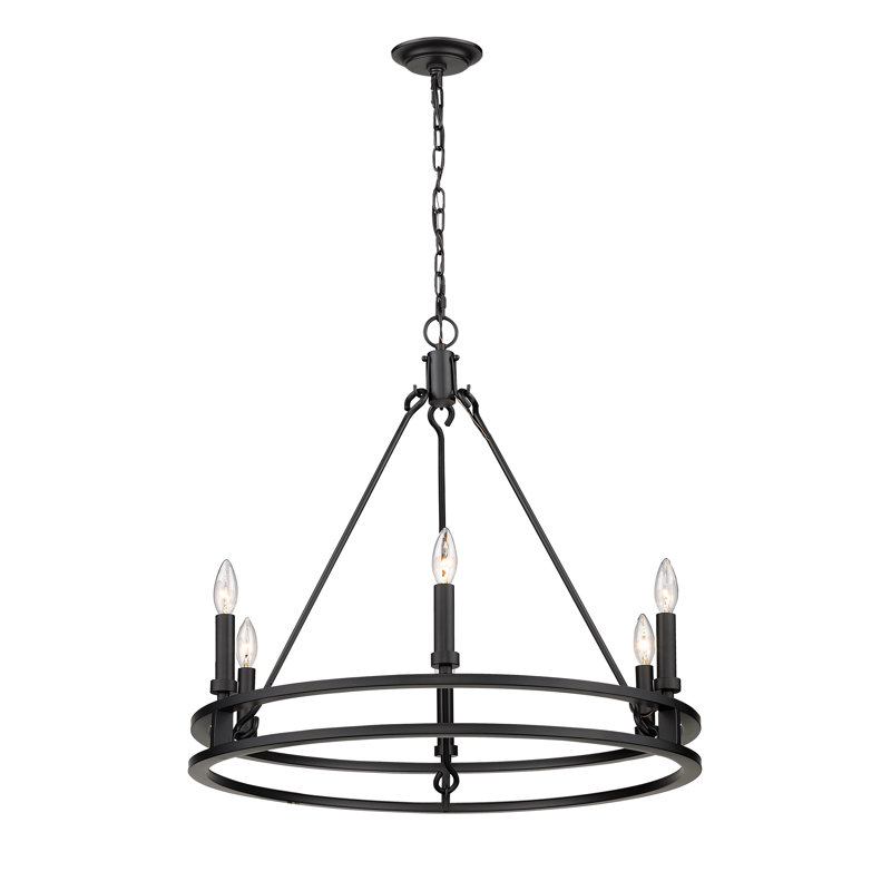Henricks 6 - Light Dimmable Wagon Wheel Chandelier