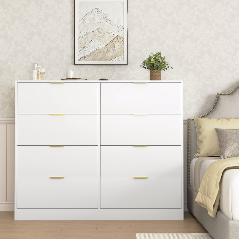 8 Drawers Dresser For Bedroom, White