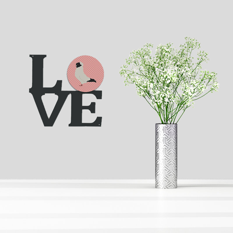 Décoration murale en métal love pigeon noun, Rose