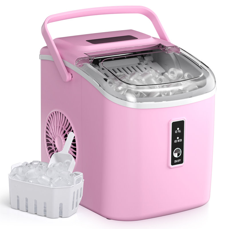 Simzlife 26Lbs. Daily Bullet Ice Countertop Ice Maker Ice Machine With Handle,Self-Cleaning Ice Makers, 26Lbs/24H, 9 Ice Cubes Ready In 6 Mins For Home/Kitchen/Bar/Party/Camping