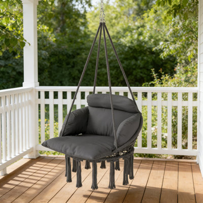 Hanging Hammock Chair with Cushion for Indoor Outdoor Use