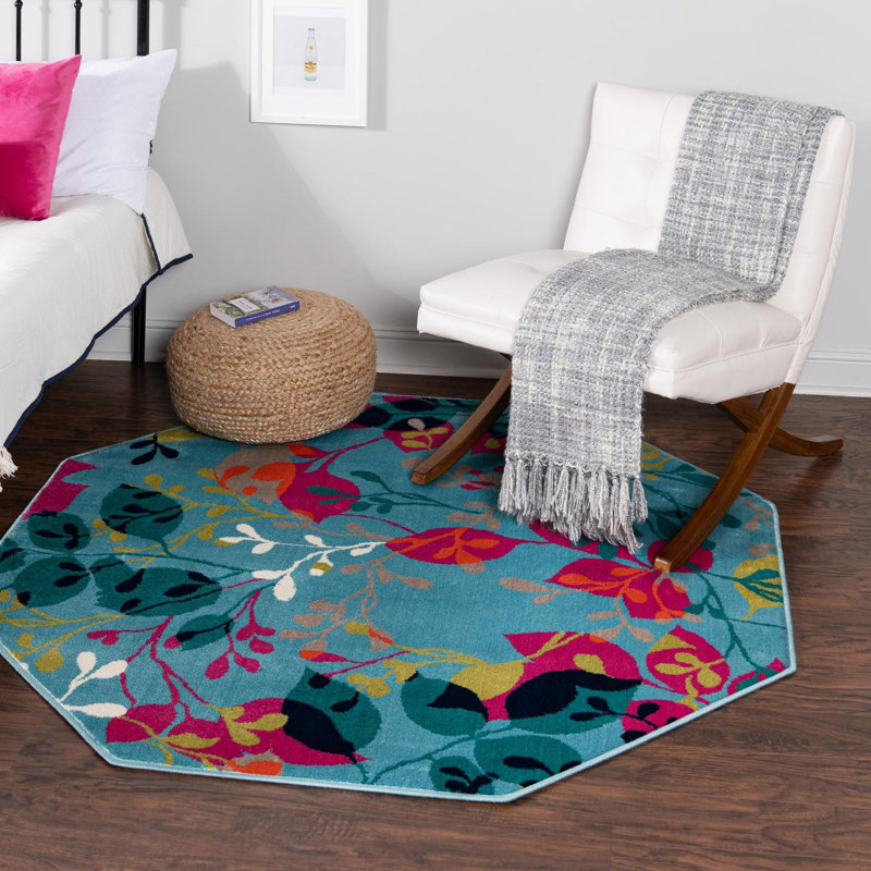 Analiese Floral Indoor Rug, Octagon 5'3" x 5'3"