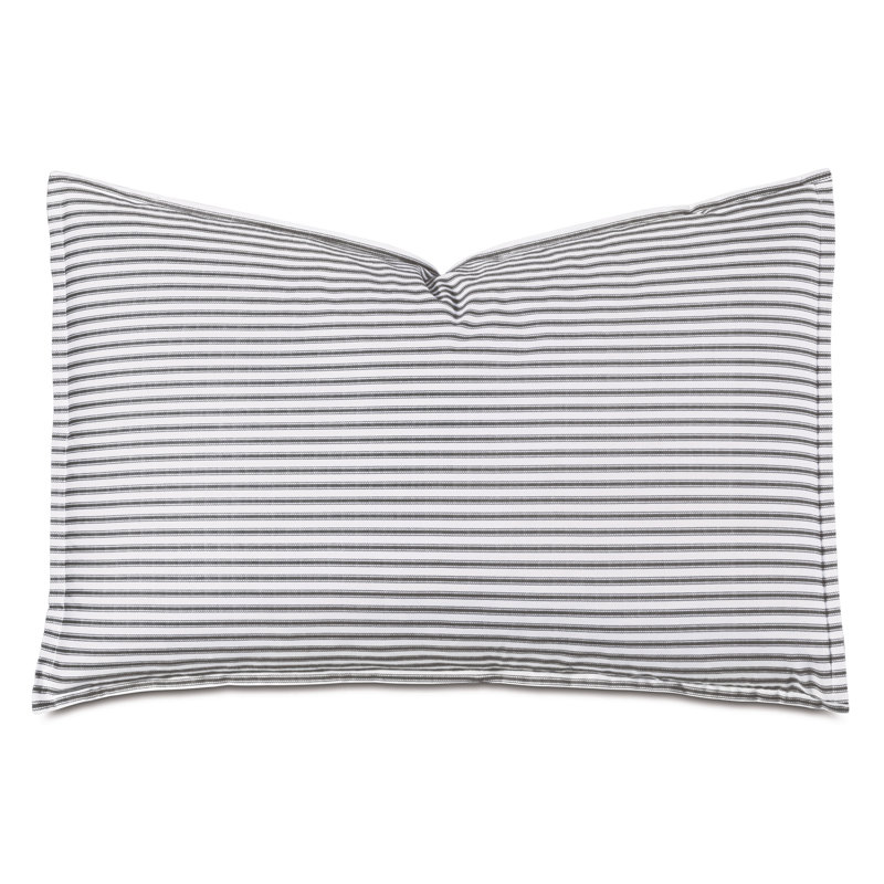 Blass Ticking Cotton Striped Sham by Alexa Hampton, Black, Queen