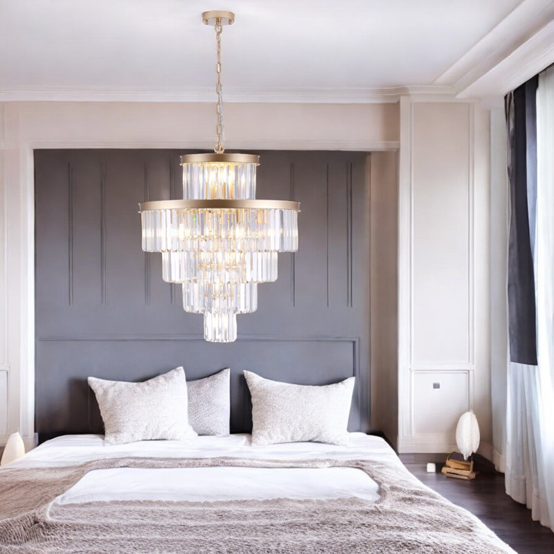 15 - Light Tiered Chandelier, Gold