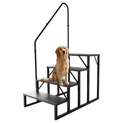 RV Stairs 4 Step Ladder, RV Steps Anti-Slip, Hot Tub Steps with Handrail, 660 lbs RV Ladder for 5th Wheel RV, Mobile Home Stairs