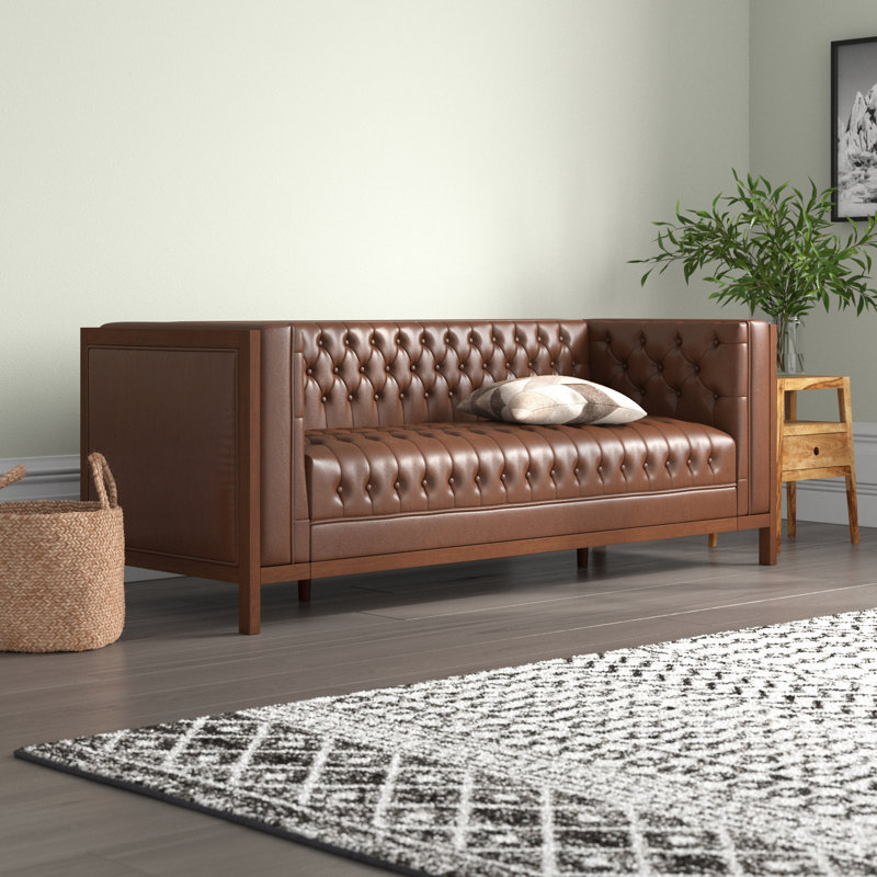Arely 79'' Faux Leather Sofa, Cognac Faux leather