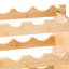 Casier à vin modulaire empilable à 8 niveaux, en bois, pouvant contenir jusqu'à 72 bouteilles. Structure en bois naturel.