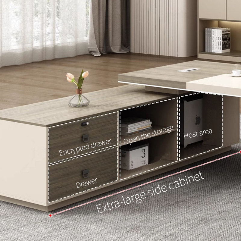 Bureau de fabrication en bois d'ingénierie durable, H 29,53 po x l 94,49 po x P 70,87 po