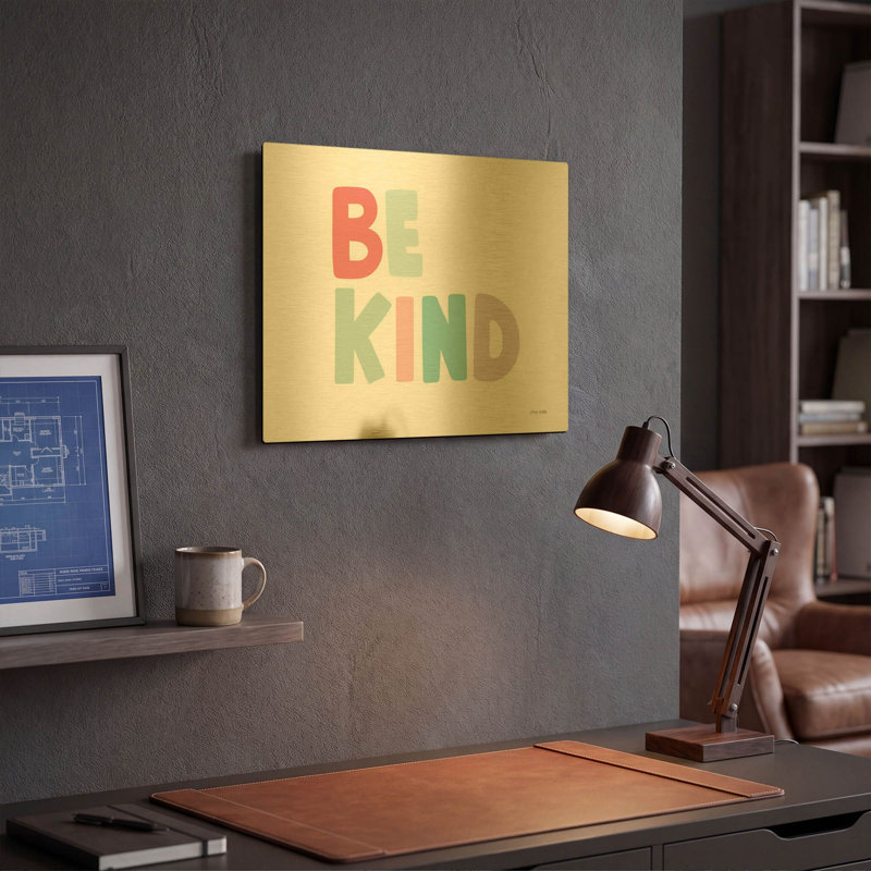 «Be Kind» par Ann Kelle, art mural en métal doré, 16 po x 12 po, 16 po x 12 po