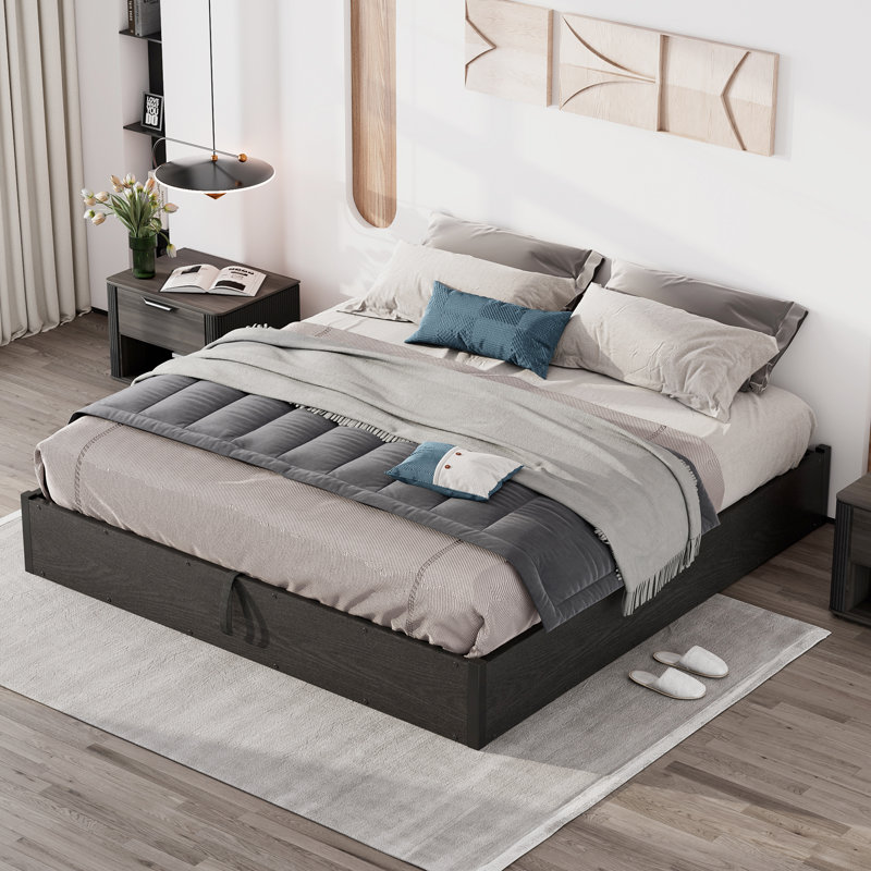 Base de lit plateforme avec rangement Lift Up, Noir, Grand