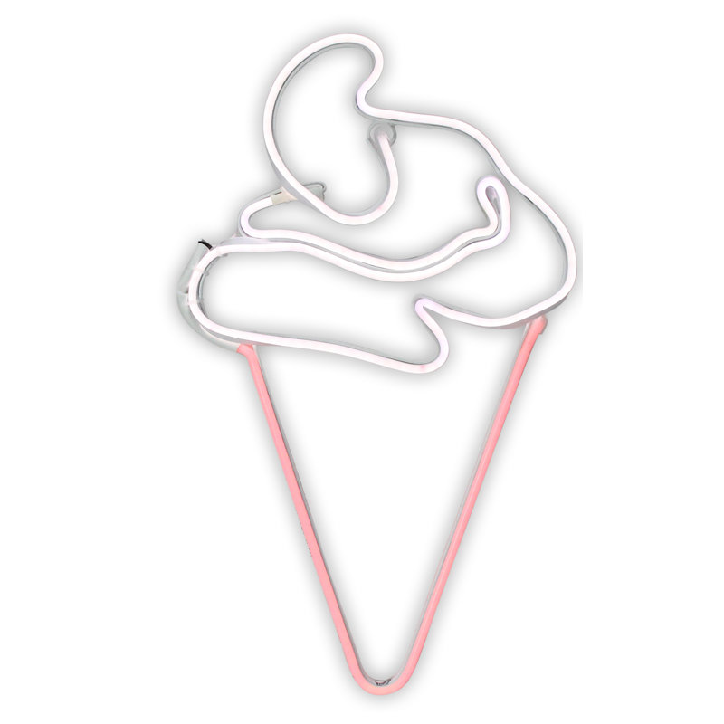 17.5" Neon Style Led Lighted Ice Cream Cone Window Silhouette Decoration