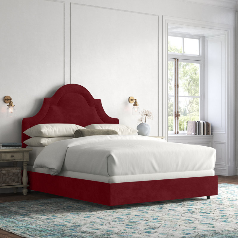 Avione Upholstered Standard Bed, King, Classic Berry Velvet