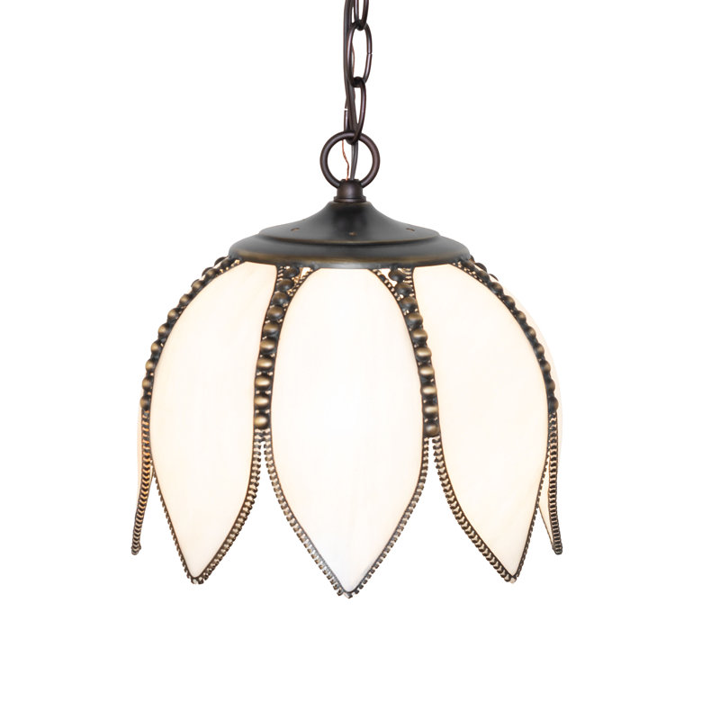 10" Wide Tulip Mini Pendant, Pink/White