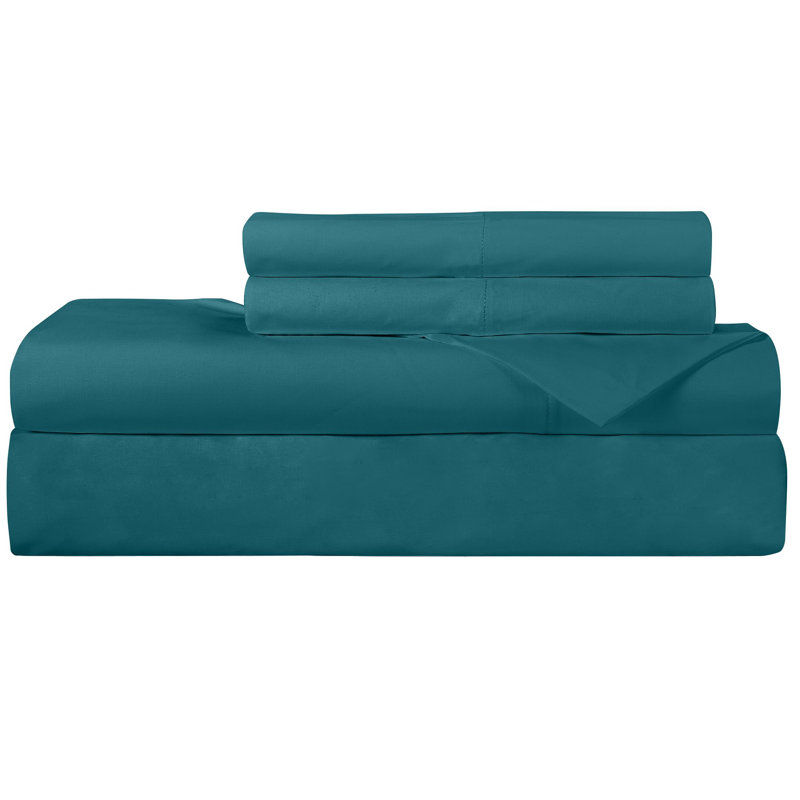 Royale Linens 300 Thread Count 100% Long Staple Combed Cotton Sheet Set - 4 Piece Bed Sheets - 1 Fitted, 1 Flat & 2 Pillow cases - Soft Cool & Crisp Sheet Set