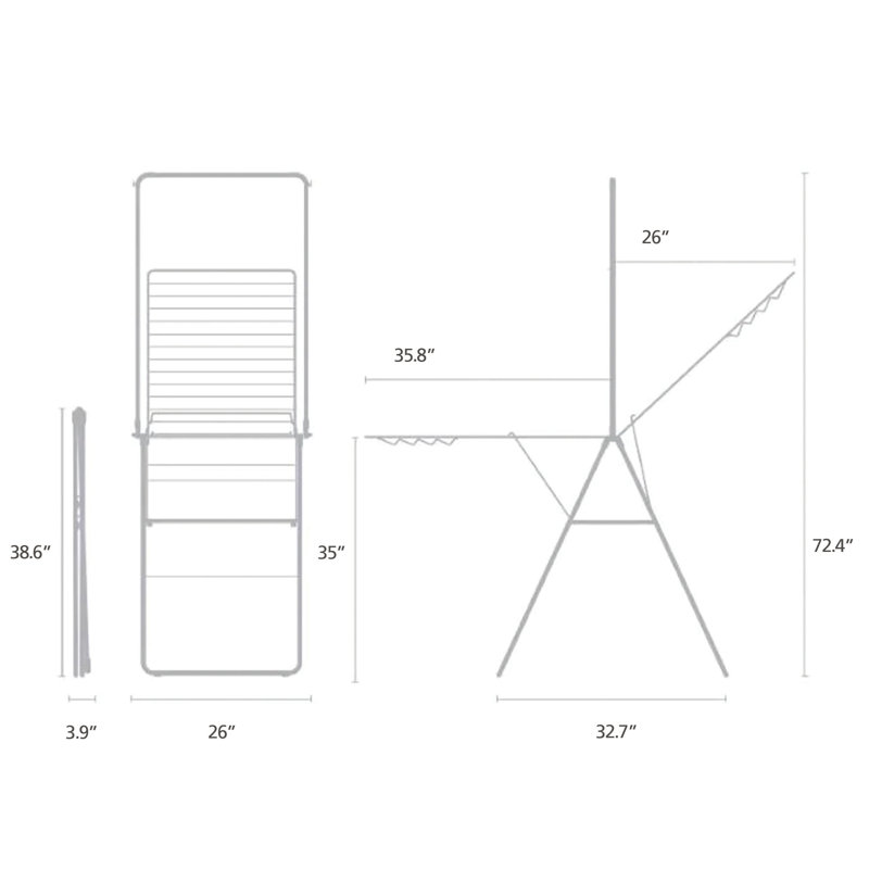 Brabantia HangOn Foldable Clothes Drying Rack with Garment Rail (82 ...