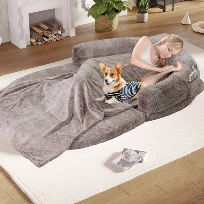 2 In 1 Foldable Human Dog Bed,48" Extra Large Orthopedic Memory Foam Human Dog Bed For People Adults And Pets,Ultimate Comfort Washable And Blanket A