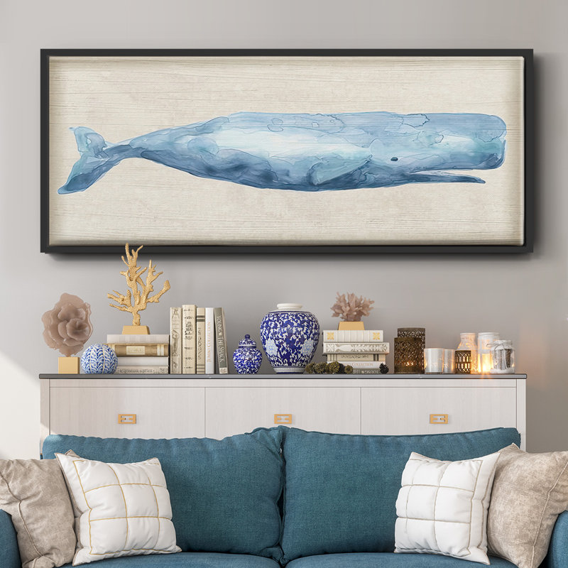 Rustic Whale I- Framed Canvas, 20" H x 50" W