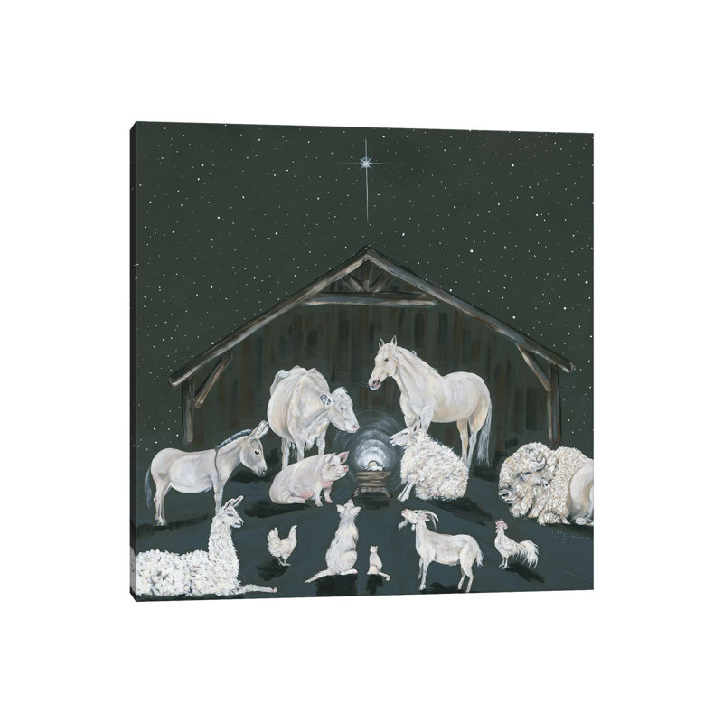 Animal Nativity Scene - Wrapped Canvas Print, 93.98 cm H x 93.98 cm W x 3.175 cm D