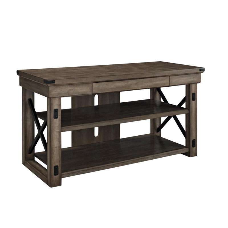 Kapow Unfinished TV Stand for TVs up to 50", Light Brown