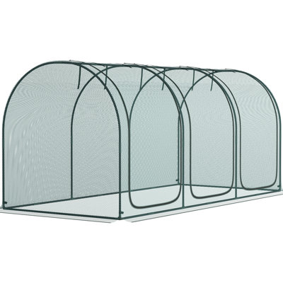 Protection pour plantes de jardin 9 pi x 4 pi - cage de culture avec 3 portes à fermeture à glissière, pochette de rangement, 6 ancrages au sol, entrées de protection, pochette, piquets,