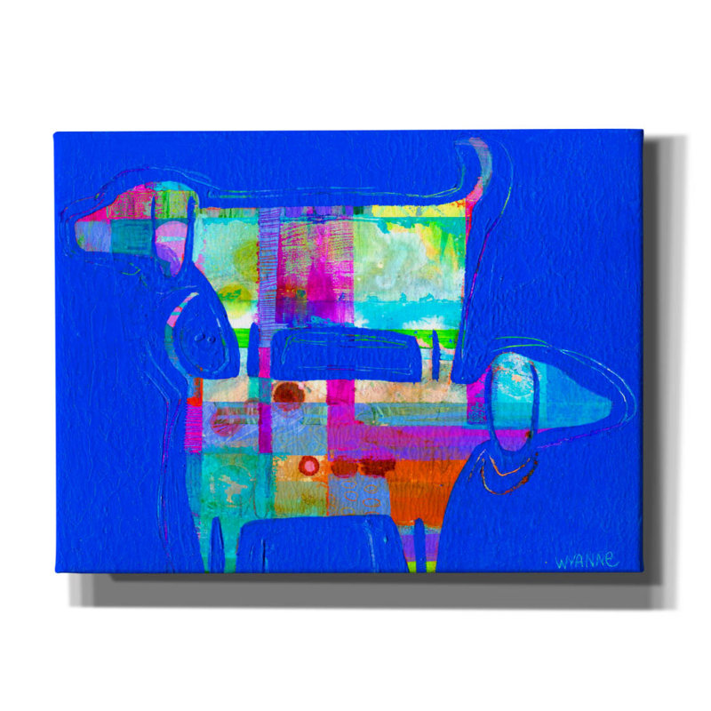 «Double Wags Double Fun» par Wyanne, art mural sur toile, H 12 po x l 16 po x P 0,75 po