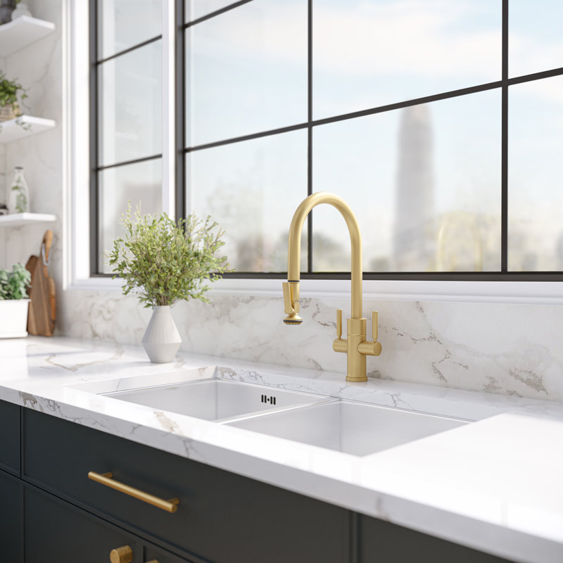 Modern 2 Handle Plp Pulldown Faucet - Lever Sprayer, Chrome