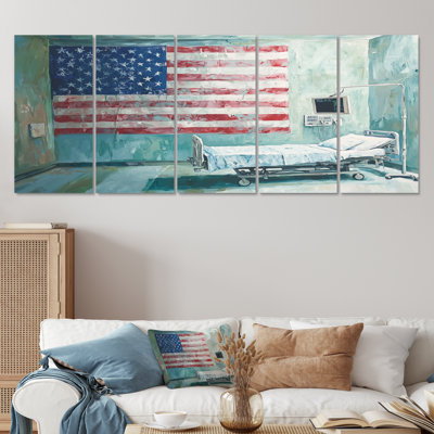 Laketria - USA Wall Art - Art mural traditionnel pour le salon, 5 pièces