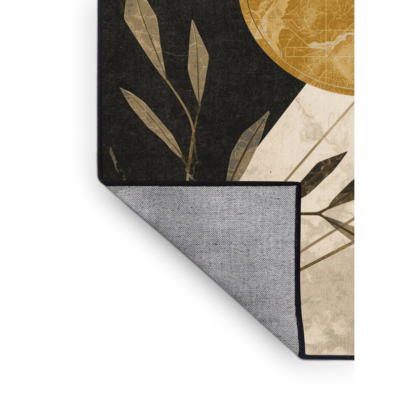 Machine Washable Takengon Gold Medal Posh & Luxe Marble Rug in Beige – Black Binding, 2x4