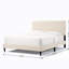 Grand lit plateforme contemporain blanc perle avec sangles de contrôle du bruit rembourrées de couleur crème stables et confortables