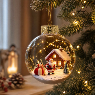 Décoration de Noël Miniature Boule de Noël de 10 cm représentant l'histoire de Noël, à suspendre au sapin, aux crochets de fenêtre ou au foyer