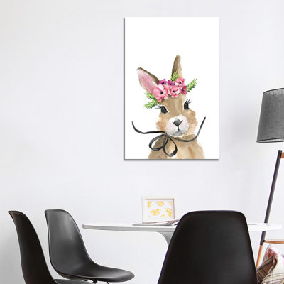 Bunny Flower Crown 1 Piece Wrapped Canvas Painting