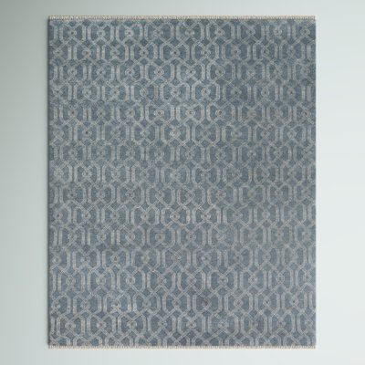 Tapis bleu en laine noué à la main Flippen