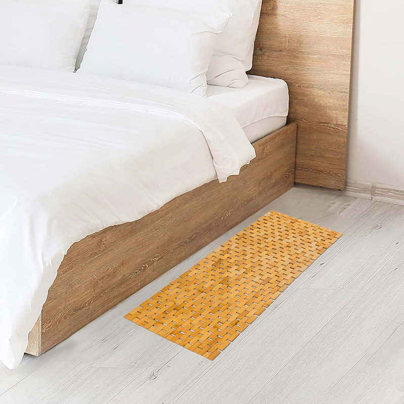 Tapis de bain Bambo Tapis de salle de bain longs grands tapis de sol Baignoire de douche en bois imperméable Accessoires antidérapants 16 x 48 pouces