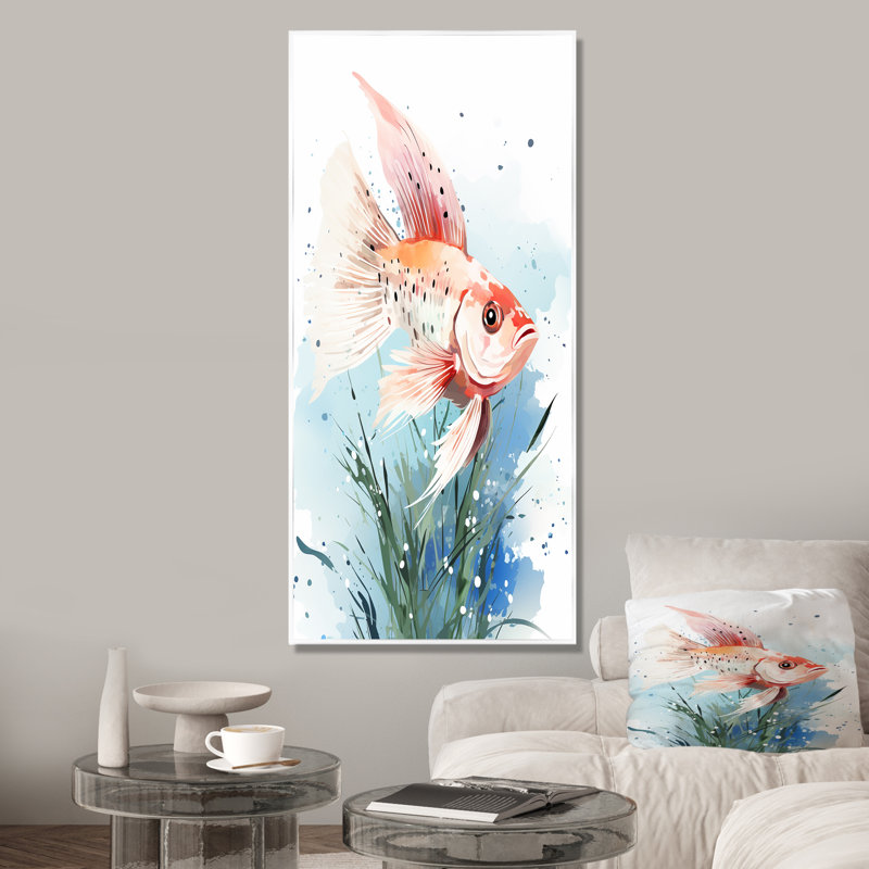Papillon rose sous l'eau - Art mural, Cadre flottant blanc, 60" H x 28" W