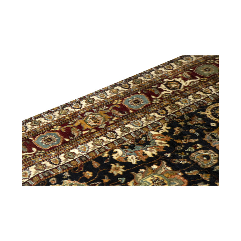 Tapis noir et rouge de haute qualité noué à la main
