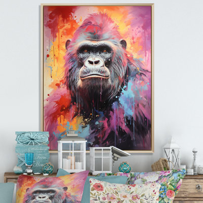 Rose et noir Popart Gorilla - imprimé