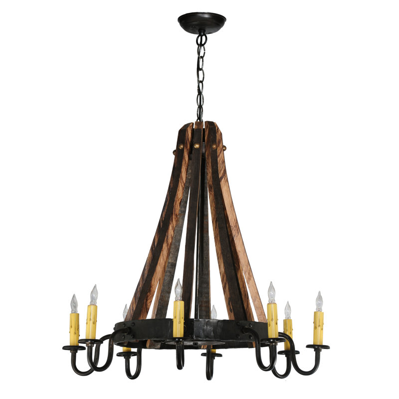 Rustic Elegance 8-Light Bronze Wagon Wheel Chandelier with Ivory Accents