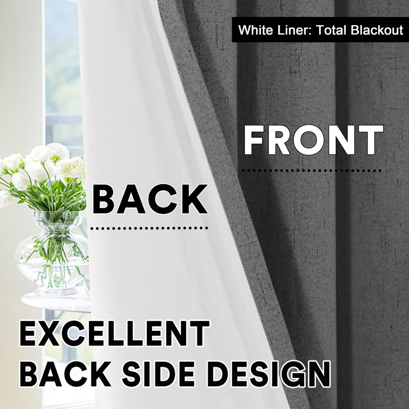 Dawain 100% Blackout Thermal Curtain Panels, Gray, 52" W x 108" L