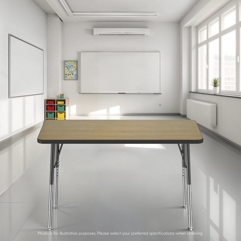 Table d'activité rectangulaire à hauteur réglable en forme de T, Érable / érable / noir, 24 po x 60 po, Super