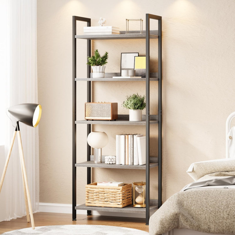 153.5 cm H x 60 cm W Steel Standard Bookcase, Grey